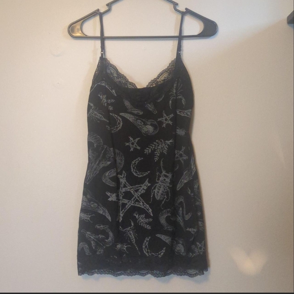 Celestial Black Mini Dress with Lace Trim - Picture 1 of 1